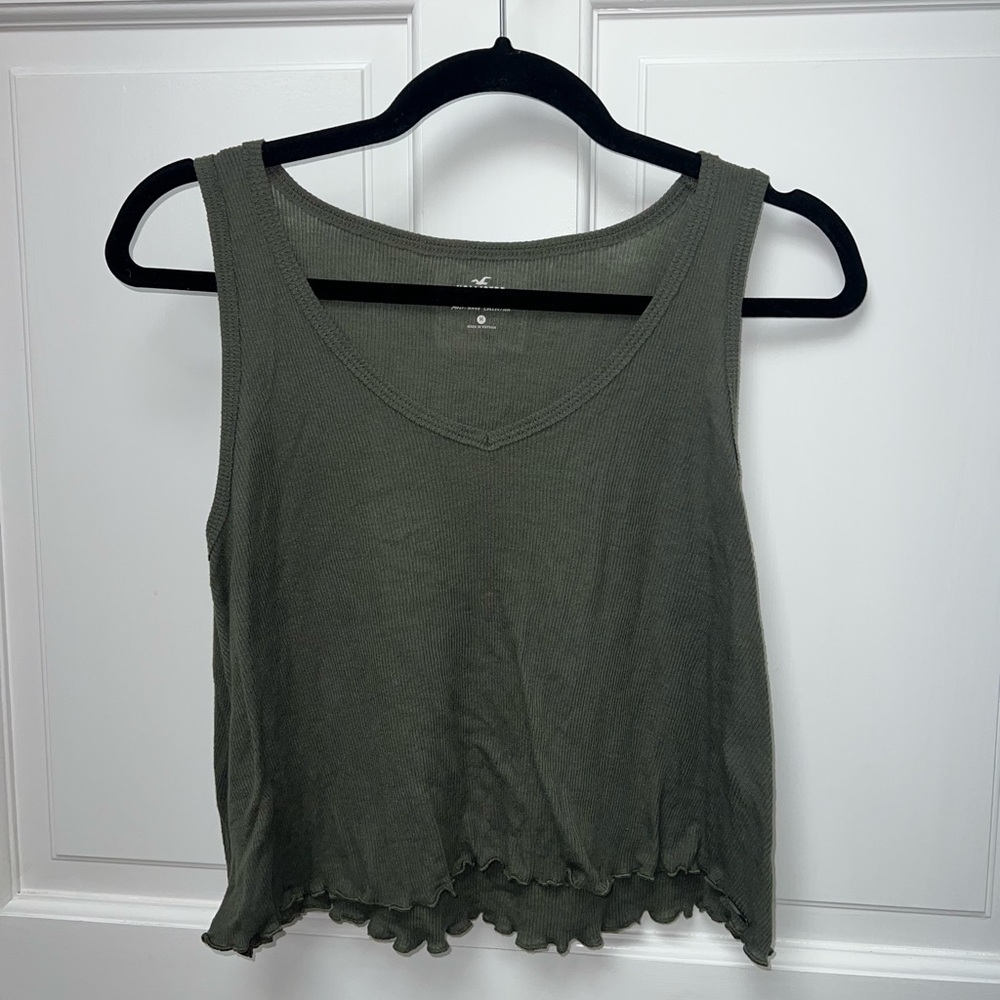 Hollister Olive Tank Cropped Top
